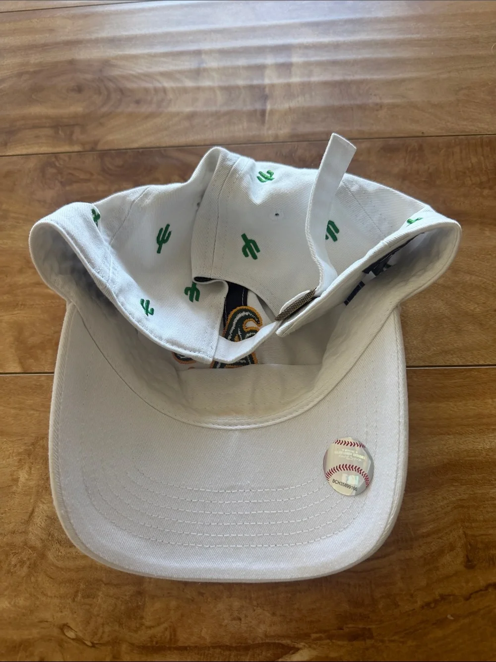 Oakland A's White Baseball Cap with Green Cactus Embroidery - Confetti Hat